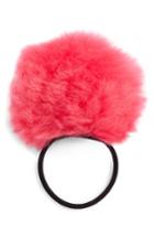 Cara Faux Fur Pompom Ponytail Holder, Size - Pink