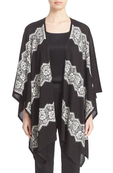 Women's St. John Collection Lace Trim Shimmer Jersey Wrap