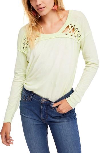 Women's Free People First Love Lace-up Tee - Green