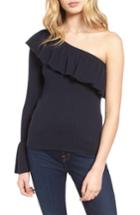 Women's Rebecca Minkoff Ava One Shoulder Cotton & Cashmere Sweater, Size - Blue