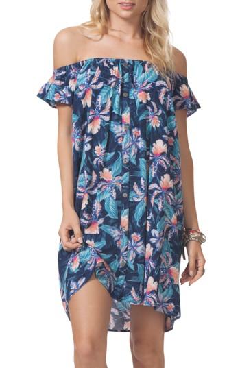 Women's Rip Curl Tropic Off The Shoulder Cover-up Dress - Blue