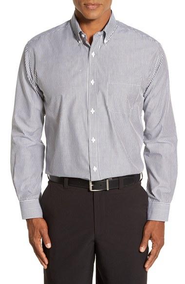 Men's Cutter & Buck 'epic Easy Care' Regular Fit Mini Bengal Stripe Sport Shirt - Grey