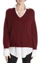 Women's Brochu Walker Wool & Cashmere Layered Pullover - Red