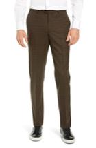 Men's Nordstrom Men's Shop Trim Fit Flat Front Stretch Wool Pants X - Brown