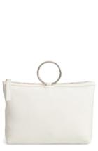 Kara Large Pebbled Leather Ring Clutch - Ivory