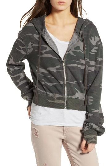 Women's Pam & Gela Camo Zip Hoodie, Size - Green