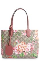 Gucci Small Gg Blooms Reversible Canvas & Leather Tote - Beige