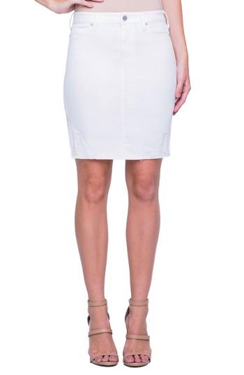 Women's Liverpool Jeans Company Embroidered Slit Hem Denim Skirt - White