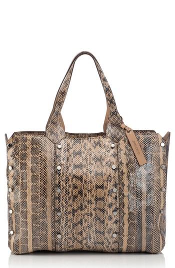Jimmy Choo Lockett Brushed Metallic Genuine Snakeskin Shopper - Beige