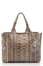Jimmy Choo Lockett Brushed Metallic Genuine Snakeskin Shopper - Beige