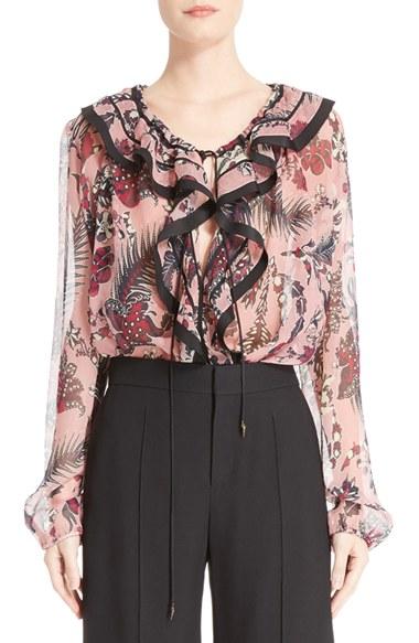 Women's Chloe Floral Print Silk Crepon Blouse