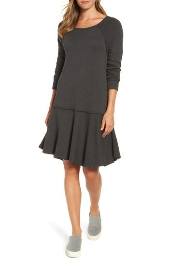 Petite Women's Caslon Ruffle Hem Knit Dress, Size P - Grey