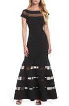 Women's Vince Camuto Illusion Stripe Trumpet Gown