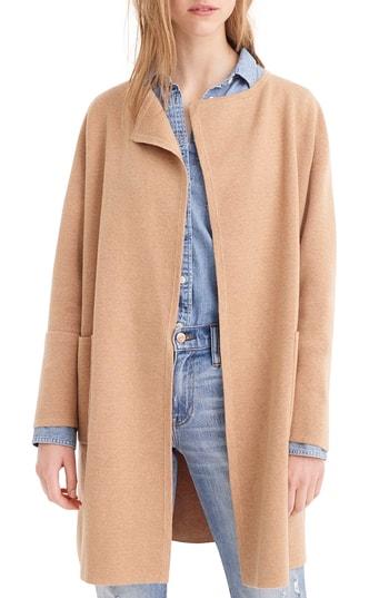 Women's J.crew Juliette Collarless Sweater Blazer - Brown