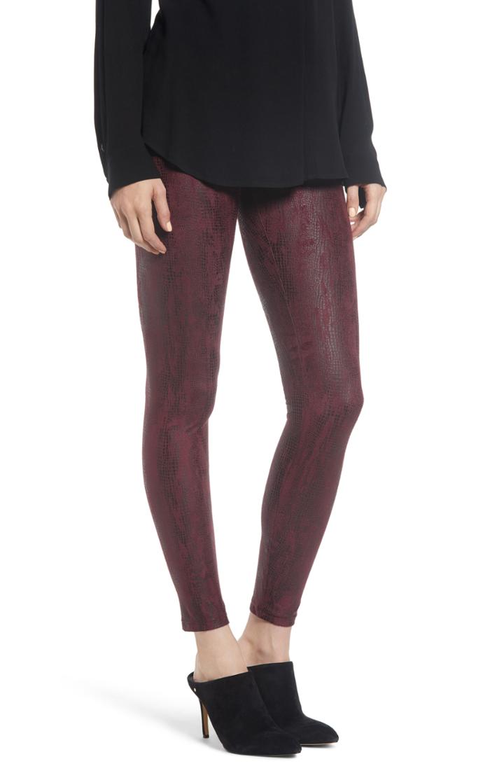 Women's Yummie High Waist Faux Suede Leggings - Burgundy