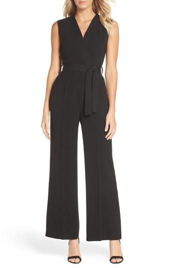 Women's Tahari Sleeveless Crepe Jumpsuit - Black