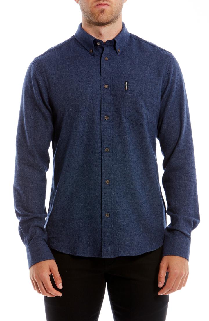 Men's Ben Sherman Twisted Brushed Trim Fit Sport Shirt, Size - Blue