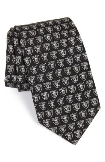 Men's Vineyard Vines 'oakland Raiders - Nfl' Woven Silk Tie, Size - Black