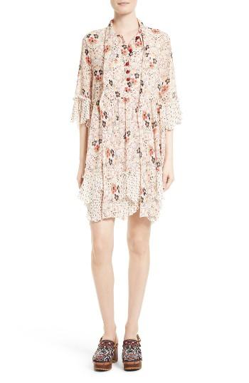 Women's See By Chloe Floral Print Tie Neck Dress Us / 34 It - Pink