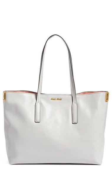 Miu Miu Large Calfskin Leather Shopper -