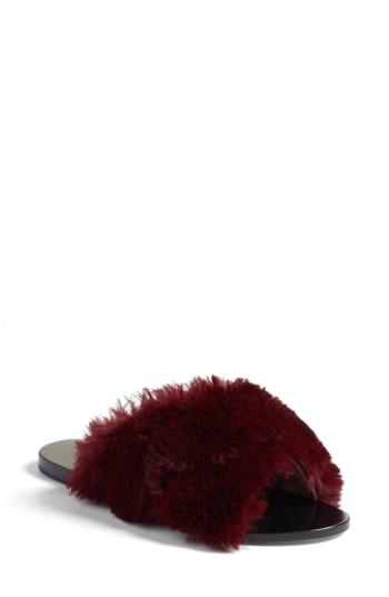 Women's Raye Sid Faux Fur Slide Sandal M - Burgundy