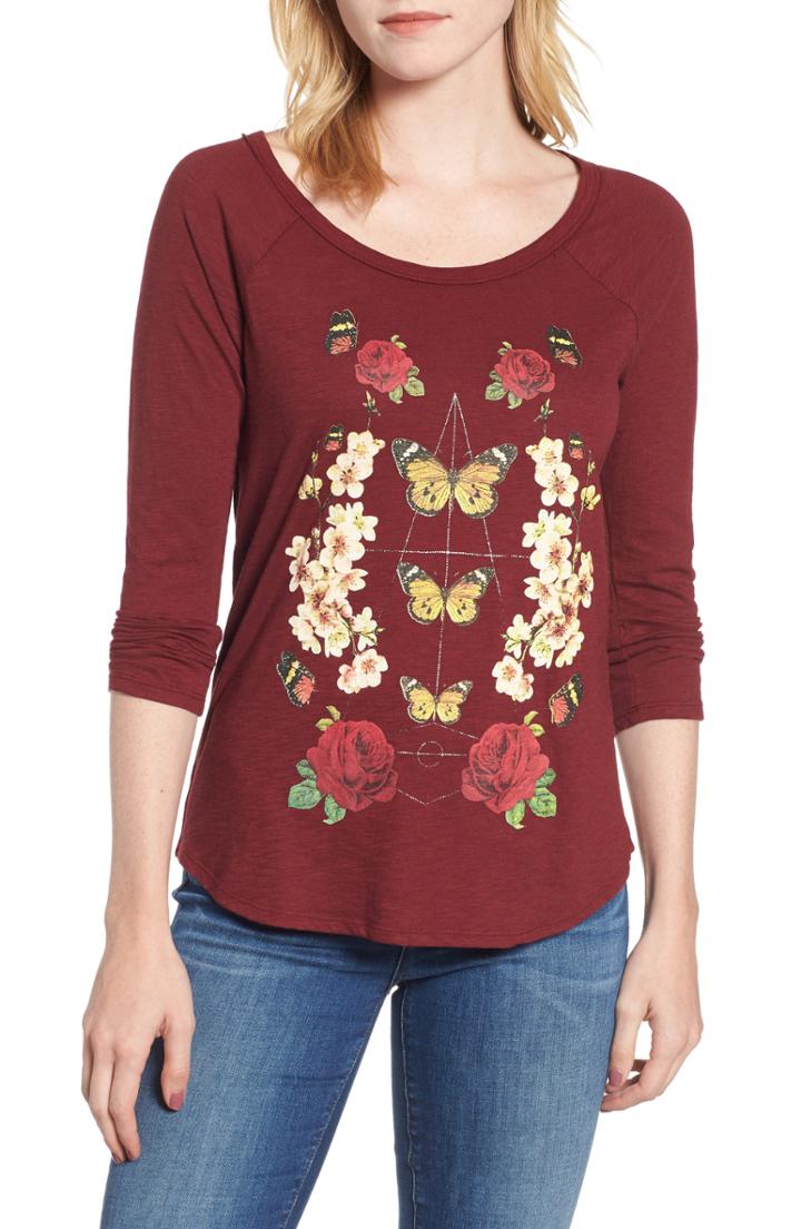 Women's Lucky Brand Butterfly Floral Print Top