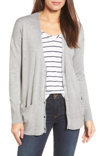 Women's Halogen Relaxed Pocket Cardigan - Grey