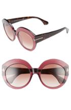 Women's Tom Ford Rachel 54mm Gradient Lens Sunglasses - Bordeaux/ Gradient Brown