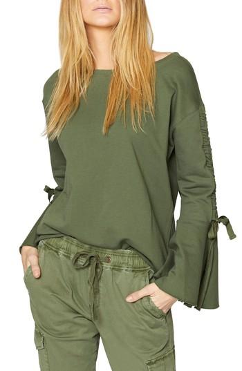 Women's Sanctuary Upper West Bell Sleeve Sweatshirt, Size Regular - Green