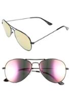 Women's Diff Cruz 57mm Mirrored Teardrop Aviator Sunglasses - Black/ Pink