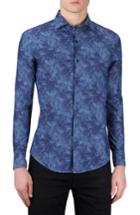 Men's Bugatchi Classic Fit Shadow Flower Print Sport Shirt - Blue