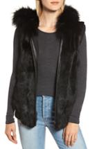 Women's Jocelyn Hooded Genuine Fur Vest - Black