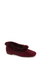 Women's Taryn Rose Ryanne Water Resistant Faux Fur Flat M - Red