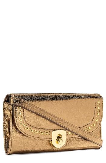 Cole Haan Marli Studded Metallic Leather Convertible Smartphone Clutch - Brown