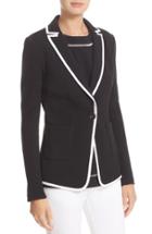 Women's St. John Collection Milano Knit Jacket With Crepe De Chine Binding - Black