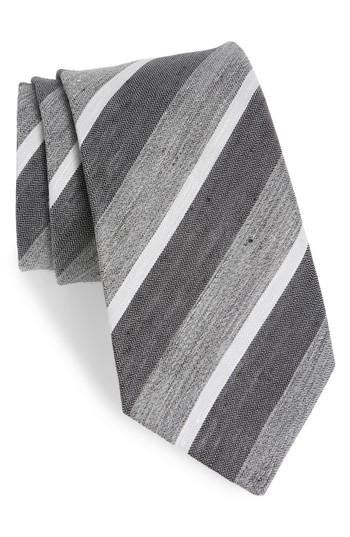 Men's John Varvatos Star Usa Stripe Linen & Silk Tie, Size - Grey