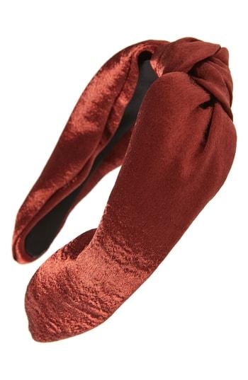 Cara Lame Knotted Headband, Size - Brown
