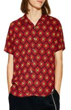 Men's Topman Geo Print Slim Fit Shirt - Red