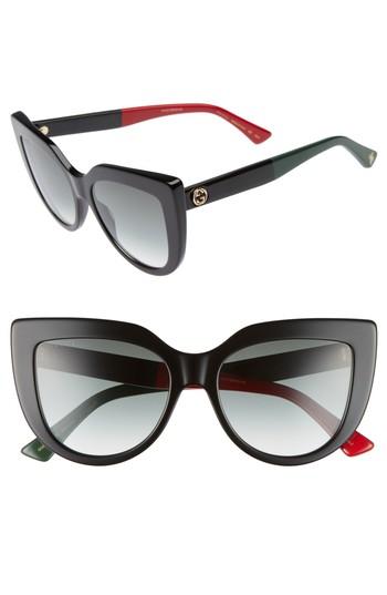 Women's Gucci 53mm Cat Eye Sunglasses - Black