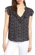 Women's Velvet By Graham & Spencer Printed Gauze Blouse - Black