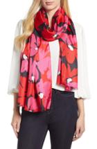 Women's Kate Spade New York Artistic Floral Oblong Scarf, Size - Red