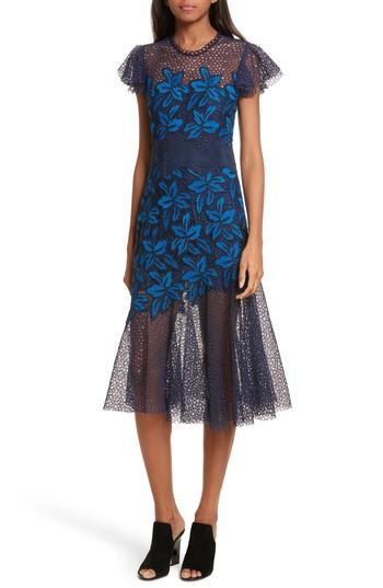 Women's Sea Mosaic Lace Midi Dress - Blue
