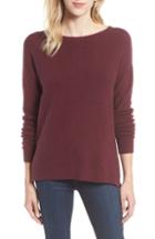 Women's Caslon Back Zip High/low Sweater - Burgundy