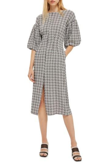 Women's Topshop Puff Sleeve Sheath Dress Us (fits Like 0-2) - Black