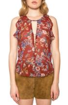 Women's Willow & Clay Ruffle Floral Print Top - Red