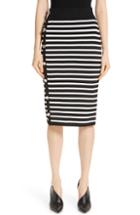 Women's Altuzarra Side Button Stripe Body-con Skirt - Black
