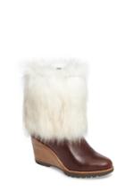 Women's Sorel Park City Faux Fur Wedge Bootie .5 M - Brown