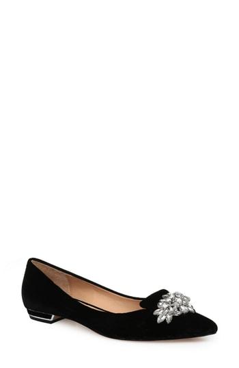 Women's Badgley Mischka Valeria Crystal Embellished Flat M - Black