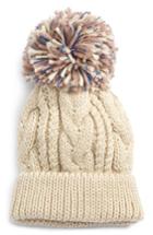 Women's Bp. Pompom Cable Knit Beanie - Beige