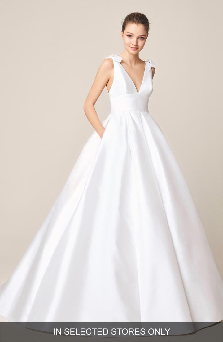 Women's Jesus Peiro Bow Strap Mikado Ballgown, Size In Store Only - White